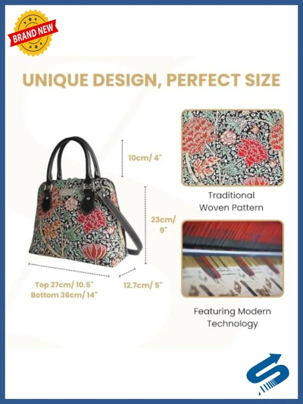Woven Tapestry Faux Leather Crossbody Satchel Bag